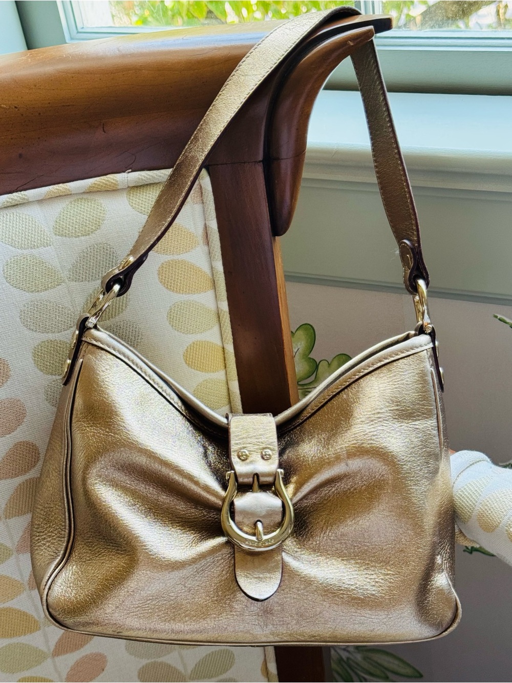 Vintage Y2K Kate Spade Soho Metallic Gold Buckle Hobo Bag